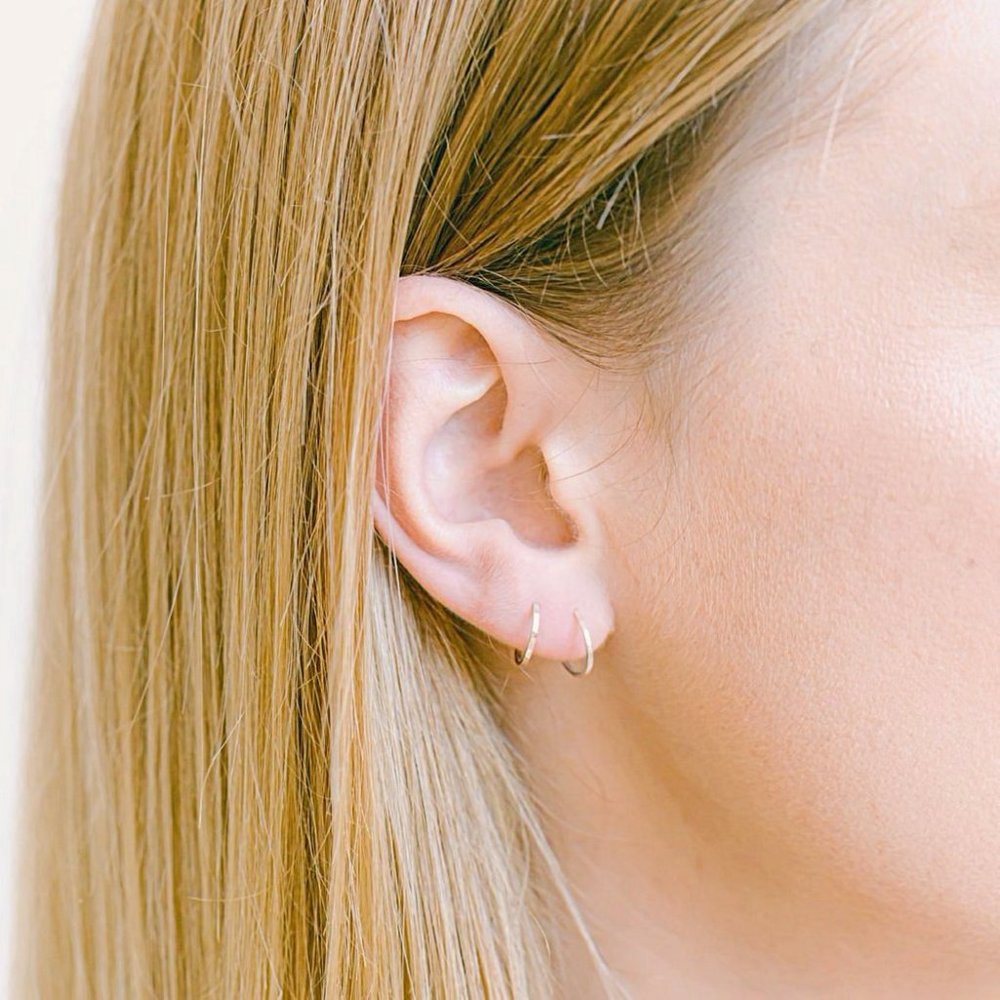 Silver Hammered Huggie Earring